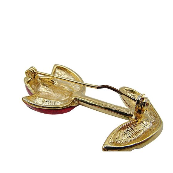 Lot 4 Vintage Brooches Angel Enamel Flower Rhinestone Basket and Heart Gold Tone - Picture 3 of 11